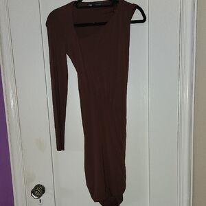 Zara Chocolate Long Sleeve Dress